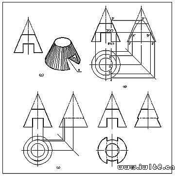 包含正圆锥的V面投影是等腰三角形，其中两腰为圆锥面上最左、最右线（转向线)的投影，它们在H面上的投影在过锥顶（)。_搜题易的词条